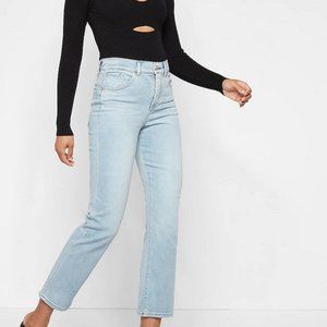 Express High Waisted Light Wash Straight Ankle Jeans - 2S